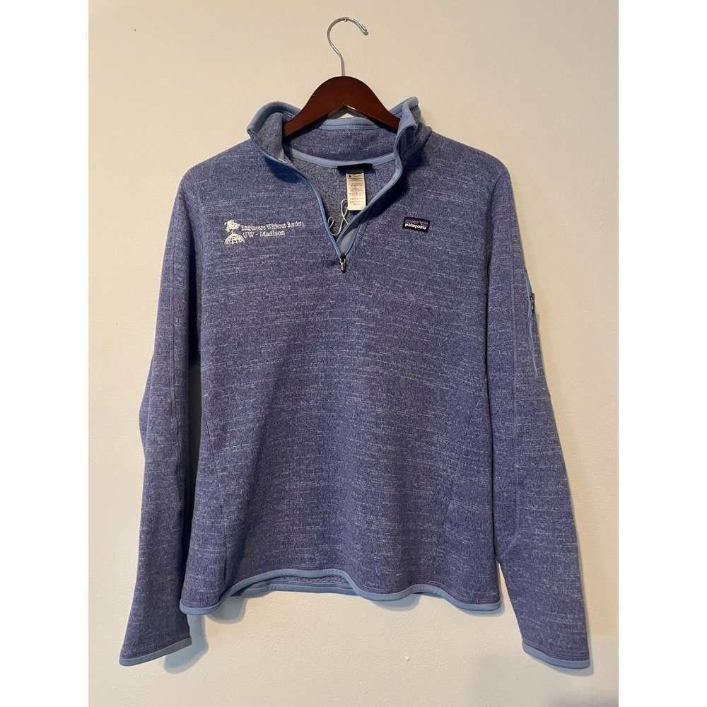 Patagonia Size L Periwinkle Blue Heathered 1/4 Zip Fleece Pullover Sweater